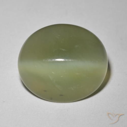 6.09ct Natural Exército verde Olho de gato de actinolita, oval, Translúcido