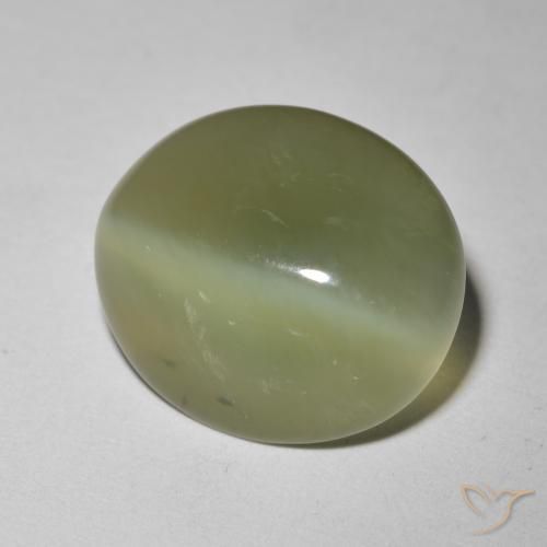 Olho de gato de actinolita Exército verde Natural 6.09ct, oval, Translúcido