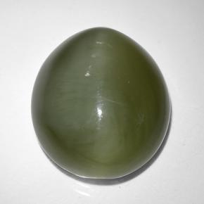 Actinolite cat's eye verde natural 9,44ct, corte oval, translúcido