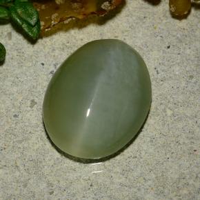 Actinolite cat's eye verde natural 4,86ct, corte oval, translúcido