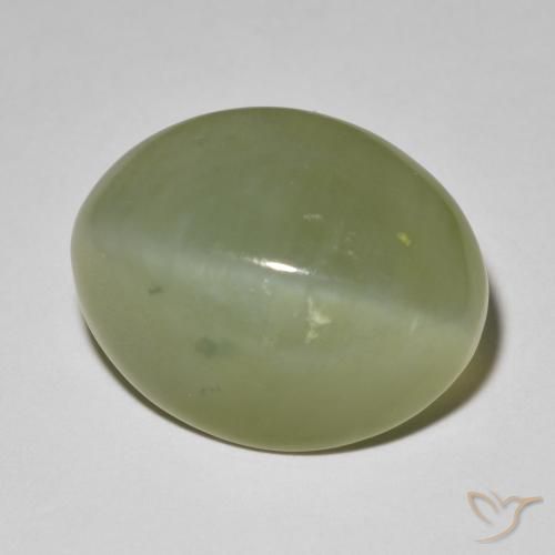 Olho de gato de actinolita Verde acinzentado Natural 11.42ct, oval, Translúcido