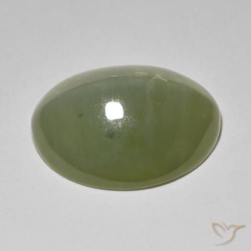 Olho de gato de actinolita Verde acinzentado Natural 11.42ct, oval, Translúcido