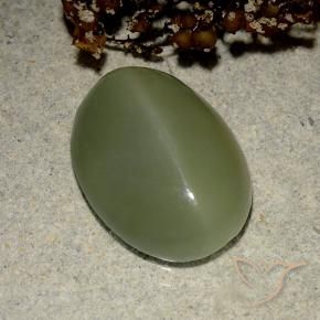 Olho de gato de actinolita Exército verde Natural 6.03ct, oval, Translúcido
