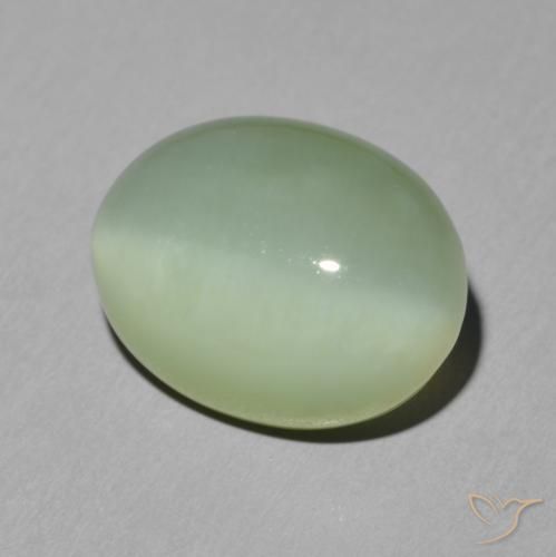 Olho de gato de actinolita Amarelo Claro Verde Natural 6.08ct, Corte Oval, Translúcido