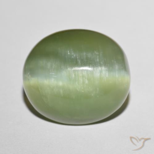 8.75ct Natural Terra Pálida Verde Olho de gato de actinolita, oval, Translúcido