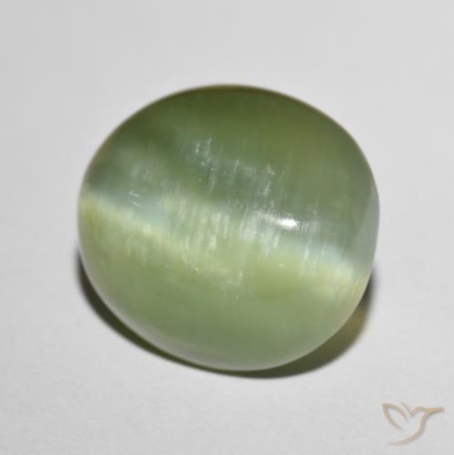 Olho de gato de actinolita Terra Pálida Verde Natural 8.75ct, oval, Translúcido