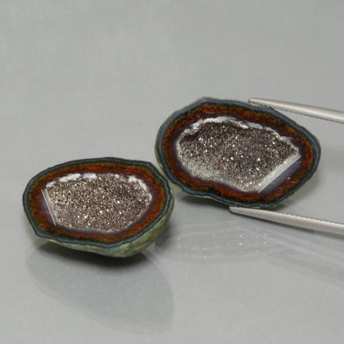 Pedras preciosas de geodo de ágata multicolorido natural de 45,20 ct, forma extravagante, opaco