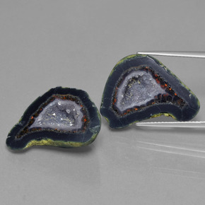 Pedras preciosas de geodo de ágata multicolorido natural de 37,89 ct, forma extravagante, opaco