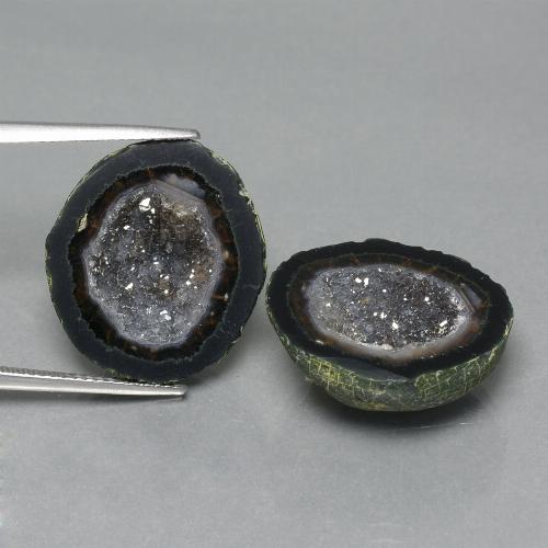 Pedras preciosas de geodo de ágata verde natural de 32,52 ct, forma extravagante, opaco