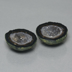 Pedras preciosas de geodo de ágata verde natural de 32,52 ct, forma extravagante, opaco