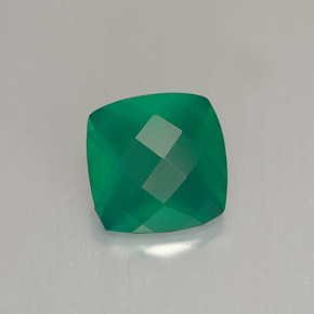Ágata Verde Natural 1.29ct, Almofada cortada, Translúcido