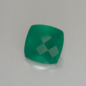Ágata Verde Natural 1.29ct, Almofada cortada, Translúcido