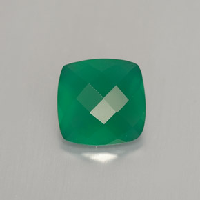 Ágata Verde Natural 1.22ct, Almofada cortada, Translúcido