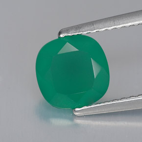 Ágata verde natural 1,28ct, transparente, transparente/translúcido
