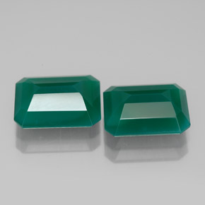 Pedras preciosas de ágata verde natural de  ct, corte esmeralda, translúcido