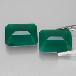 Pedras preciosas de ágata verde natural de  ct, corte esmeralda, translúcido