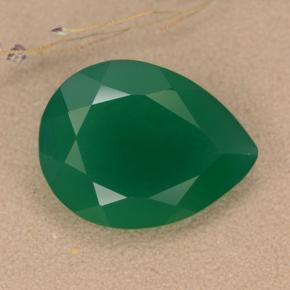 Ágata verde médio natural 6,48ct, formato de pêra, translúcido