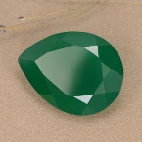 Ágata verde médio natural 6,48ct, formato de pêra, translúcido