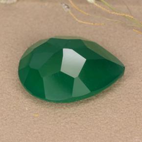 Ágata verde médio natural 6,48ct, formato de pêra, translúcido