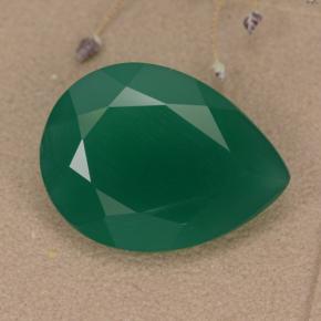 Ágata verde natural 5,93ct, formato de pêra, translúcido