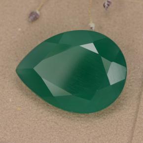 Ágata verde natural 5,93ct, formato de pêra, translúcido