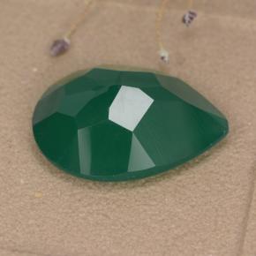 Ágata verde natural 5,93ct, formato de pêra, translúcido
