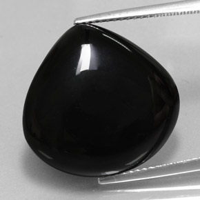 Ágata Preto Natural 18.23ct, Formato de pêra, Opaco