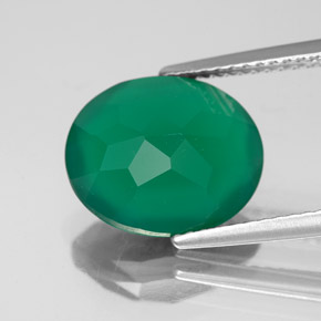 Ágata verde natural 4,23ct, transparente, transparente/translúcido