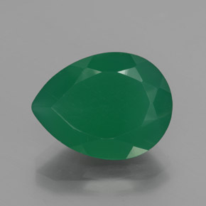 Ágata verde natural 7,48ct, formato de pêra, translúcido