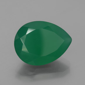 Ágata verde natural 7,48ct, formato de pêra, translúcido