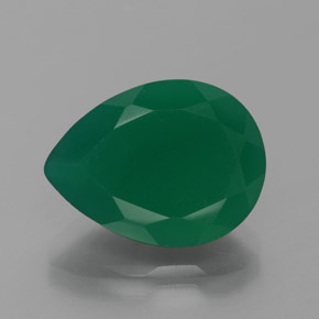 Ágata Verde profundo médio Natural 7.47ct, Formato de pêra, Translúcido