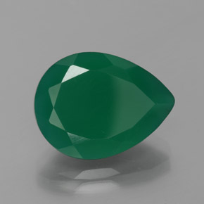 Ágata Verde profundo médio Natural 7.47ct, Formato de pêra, Translúcido