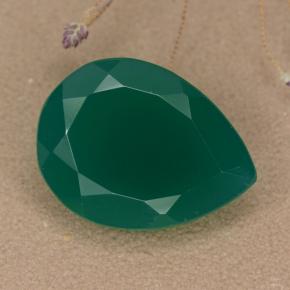 Ágata verde natural 7,18ct, formato de pêra, translúcido