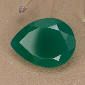 Ágata verde natural 7,18ct, formato de pêra, translúcido