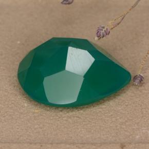 Ágata verde natural 7,18ct, formato de pêra, translúcido
