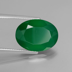 Ágata Verde Natural 7.27ct, Corte Oval, Translúcido