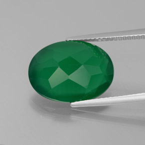 Ágata Verde Natural 7.27ct, Corte Oval, Translúcido