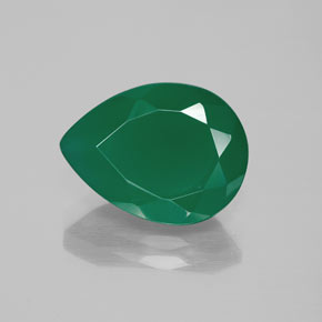 Ágata verde natural 7,71ct, formato de pêra, translúcido