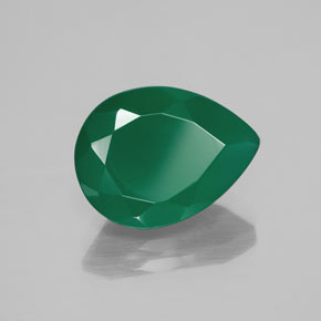 Ágata verde natural 7,71ct, formato de pêra, translúcido