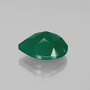 Ágata verde natural 7,71ct, formato de pêra, translúcido