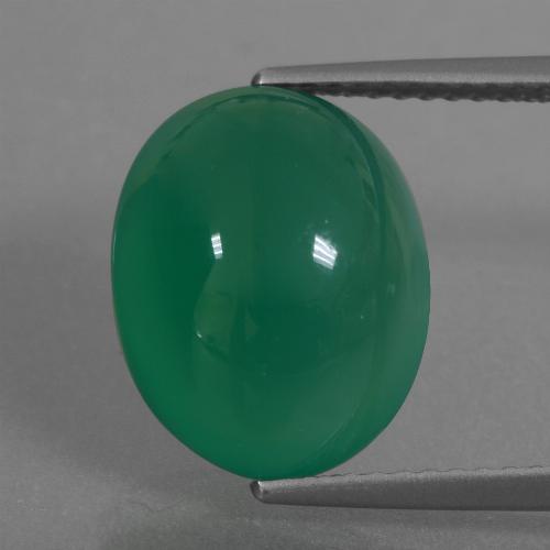 Ágata verde natural 6,79ct, corte oval, translúcido