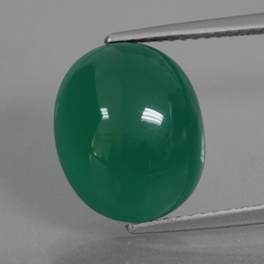 Ágata Verde profundo médio Natural 7.65ct, Corte Oval, Translúcido