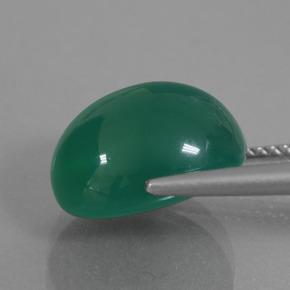 Ágata Verde profundo médio Natural 7.65ct, Corte Oval, Translúcido