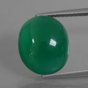 Ágata verde natural 6,52ct, corte oval, translúcido