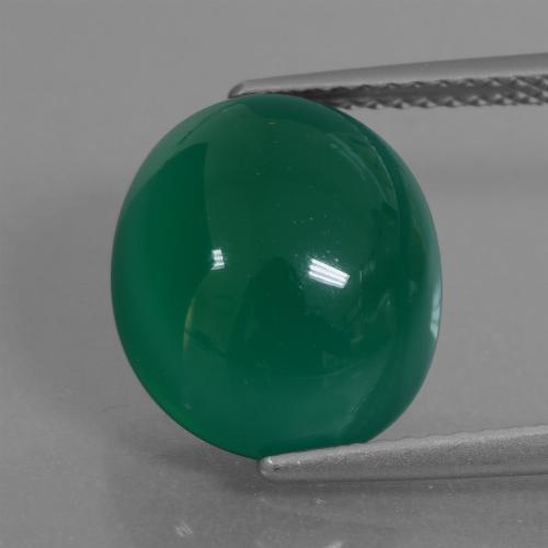 Ágata verde natural 7,86ct, corte oval, translúcido