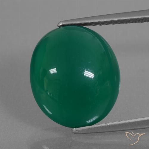 6.42ct Natural Verde profundo médio Ágata, oval, Translúcido, Photo A