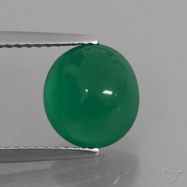 3.09ct Natural Verde médio Ágata, oval, Translúcido