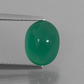 Ágata verde natural 2,87ct, corte oval, translúcido