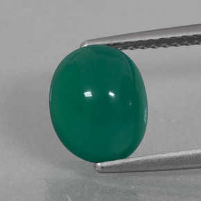 Ágata verde natural 2,77ct, corte oval, translúcido