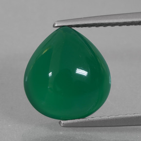 Ágata Verde amarelado Natural 4.08ct, Formato de pêra, Translúcido